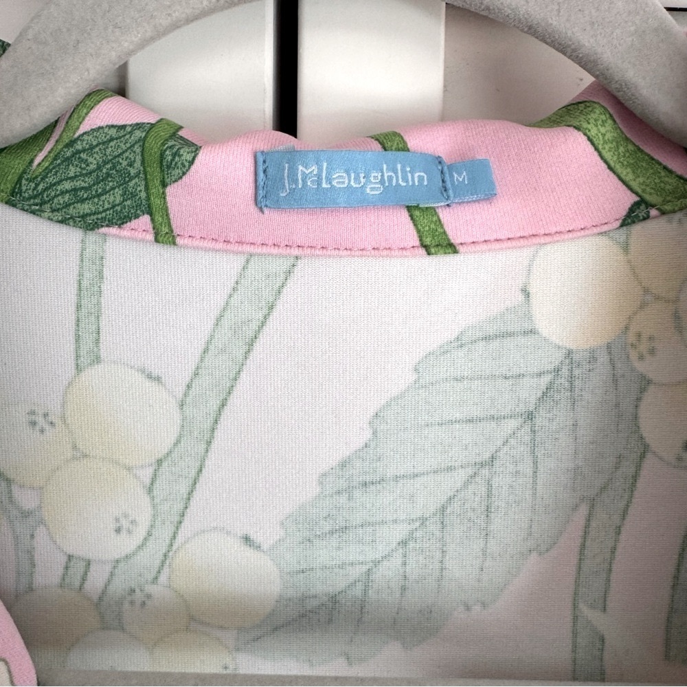 J.McLaughlin Catalina Cloth Ayla Dress Lily Frond Light Pink Green Size Medium - Picture 8 of 8